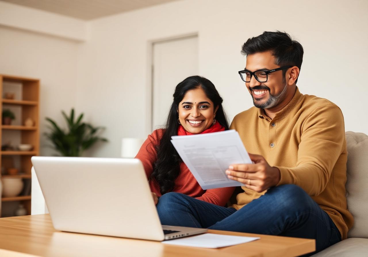 NRI family reviewing investment documents